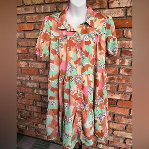 Hayden Los Angeles Women's Mini Dress Multicolor lined button down collar